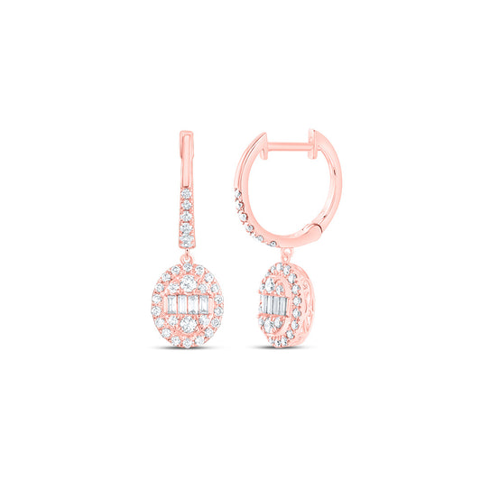 14kt Rose Gold 3/4 Cttw Diamond Ana M Fashion Oval Dangling Earring