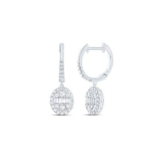 14kt White Gold 3/4 Cttw Diamond Ana M Fashion Oval Dangling Earring
