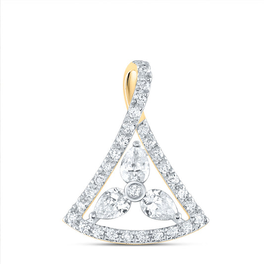 14kt Yellow Gold 3/8 Cttw Diamond Ana M and 1/4 Cttw Pear Fashion Pendant