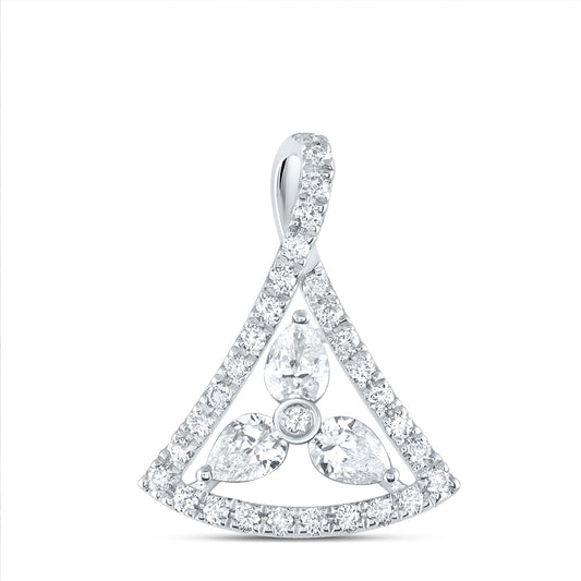 14K White Gold 3/8 Ctw Natural Diamond 1/4 Ct-Cps Fashion Pendnt