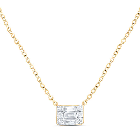 14kt Yellow Gold 1/5 Cttw Diamond Ana M Fashion Baguette Necklace, Length: 18 Inch