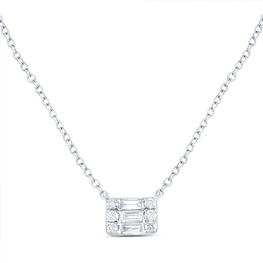 14kt White Gold 1/5 Cttw Diamond Ana M Fashion Baguette Necklace, Length: 18 Inch