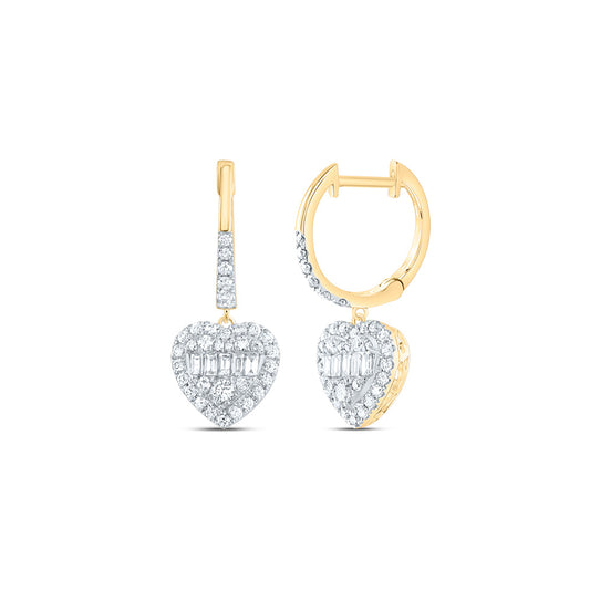 14kt Yellow Gold 3/4 Cttw Natural Diamond Ana M Fashion Heart Dangling Earring