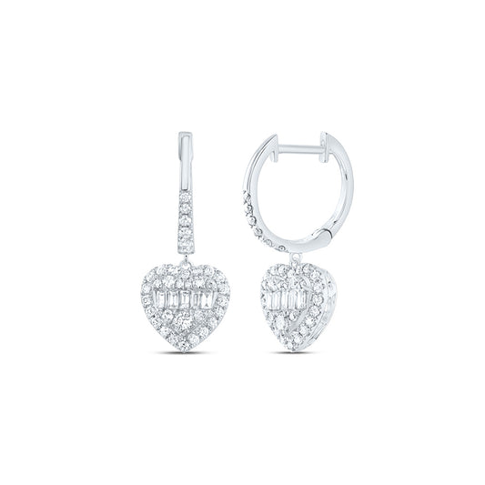 14kt White Gold 3/4 Cttw Natural Diamond Ana M Fashion Heart Dangling Earring
