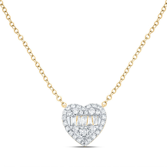 14kt Yellow Gold 1/2 Cttw Natural Diamond Ana M Fashion Heart Necklace, Length: 18 Inch