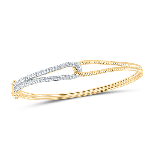 14kt Yellow Gold 3/4 Cttw Diamond Ana M Fashion Bangle (50x60mm)