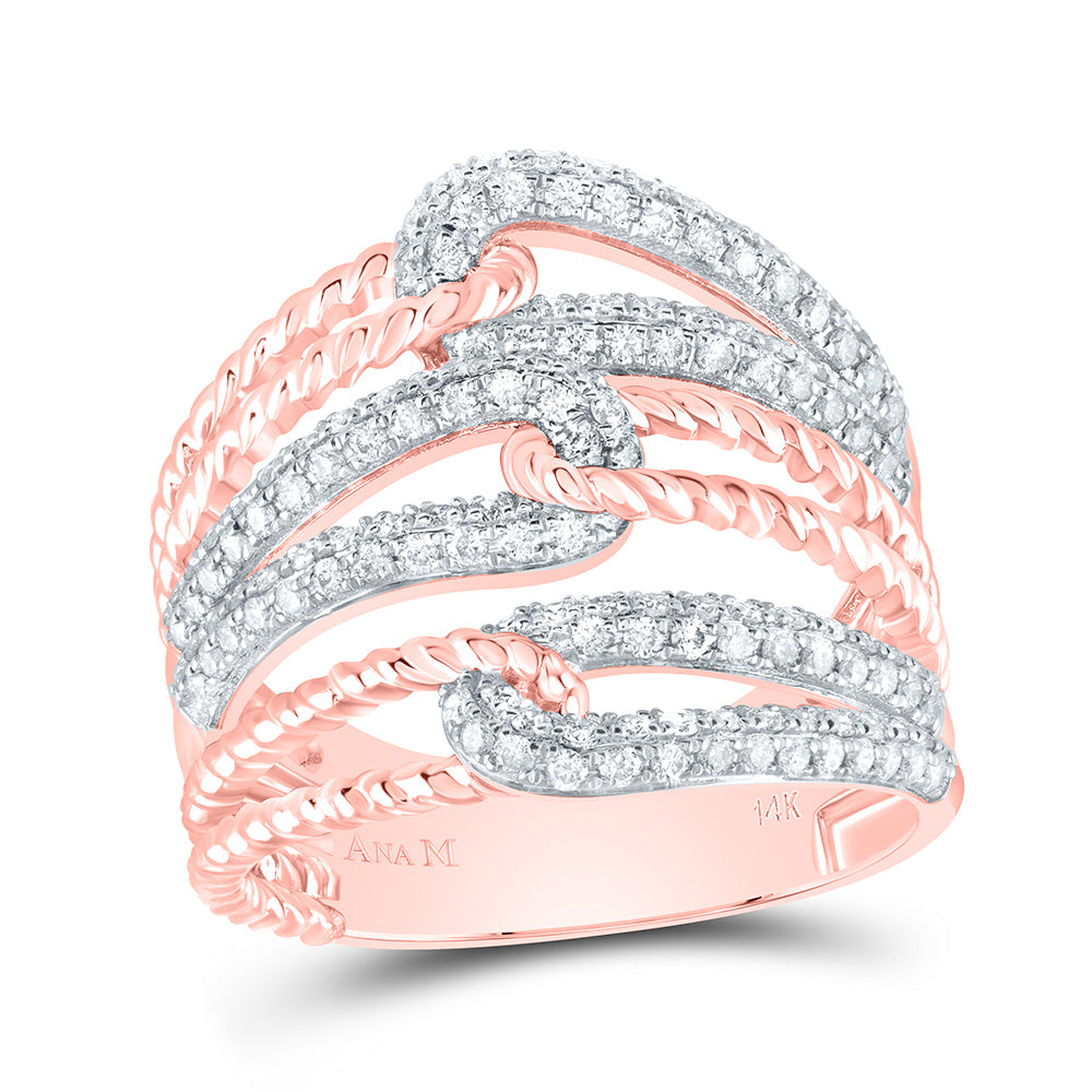 14kt Rose Gold 3/4 Cttw Diamond Ana M Bridal Wedding Engagement Anniversary Ring, Women Size: 5-9