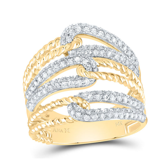 14kt Yellow Gold 3/4 Cttw Diamond Ana M Bridal Wedding Engagement Anniversary Ring, Women Size: 5-9