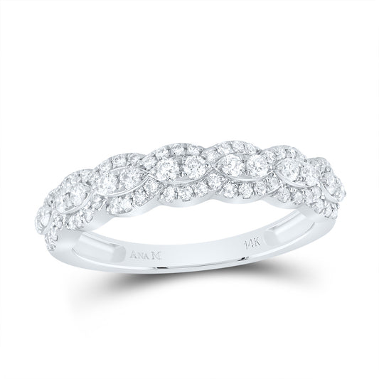 14kt White Gold 1/2 Cttw Diamond Ana M Fashion Bridal Wedding Engagement Anniversary Womens Band, Women Size: 5-9
