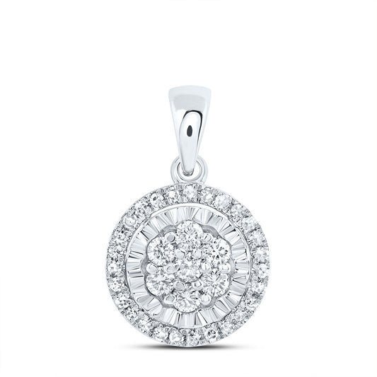 10kt White Gold 1/3 Cttw Diamond Fashion Round Pendant