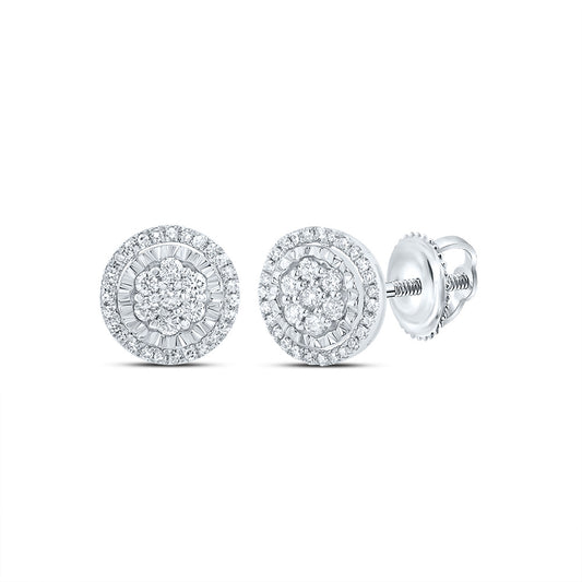 10kt White Gold 3/8 Cttw Diamond Fashion Round Stud Earring