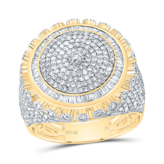 10kt Yellow Gold 2 Cttw Diamond Round Mens Ring, Men Size: 8-12