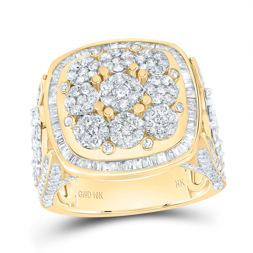 10kt Yellow Gold 2 1/2 Cttw Diamond Fashion Cushion Head Flower Wedding Engagement Anniversary Ladies Ring, Women Size: 5-9