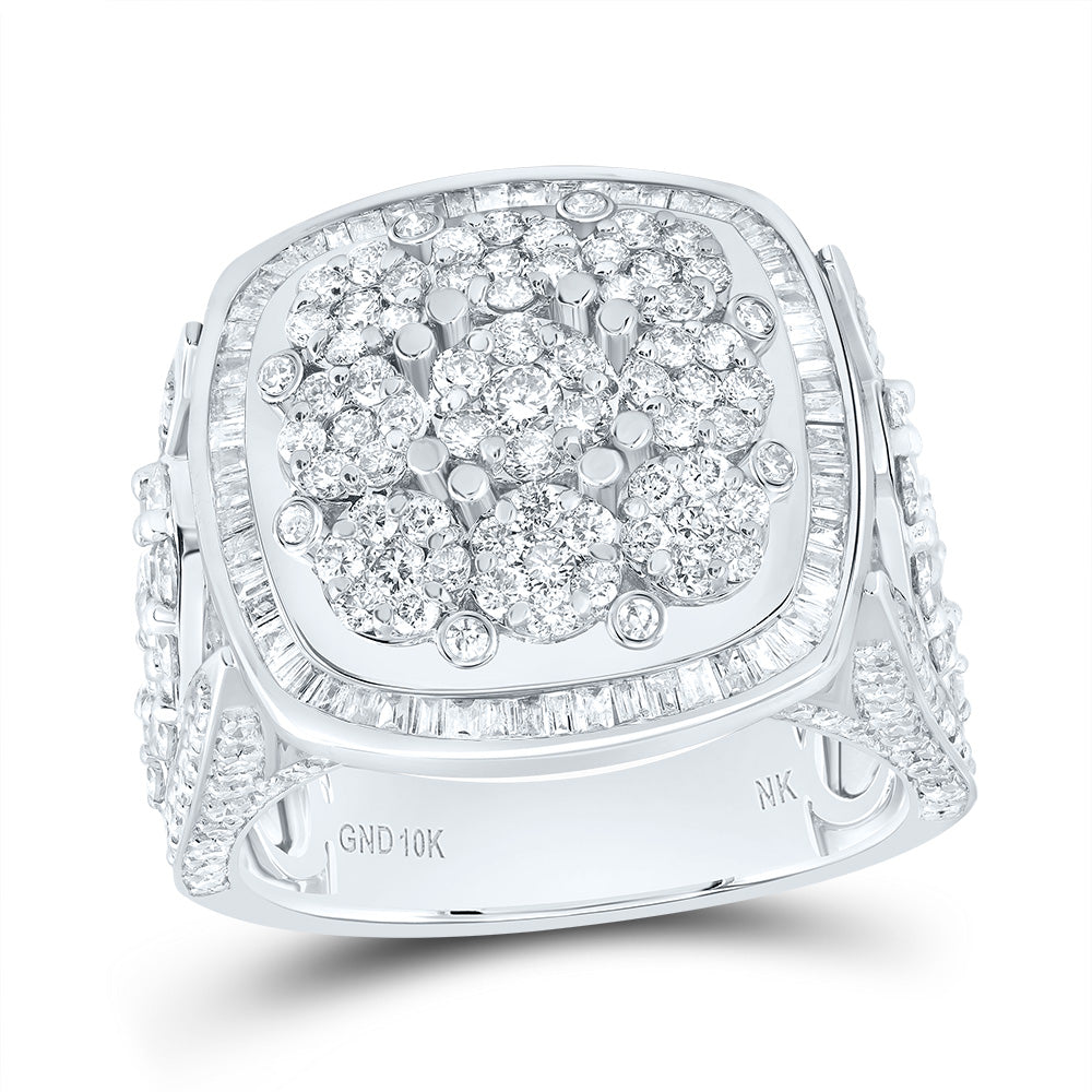 10kt White Gold 2 1/2 Cttw Diamond Fashion Cushion Head Flower Wedding Engagement Anniversary Ladies Ring, Women Size: 5-9