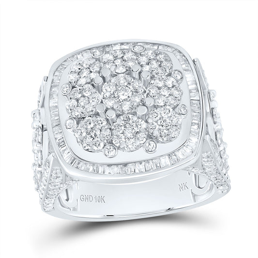 10kt White Gold 2 1/2 Cttw Diamond Fashion Cushion Head Flower Wedding Engagement Anniversary Ladies Ring, Women Size: 5-9