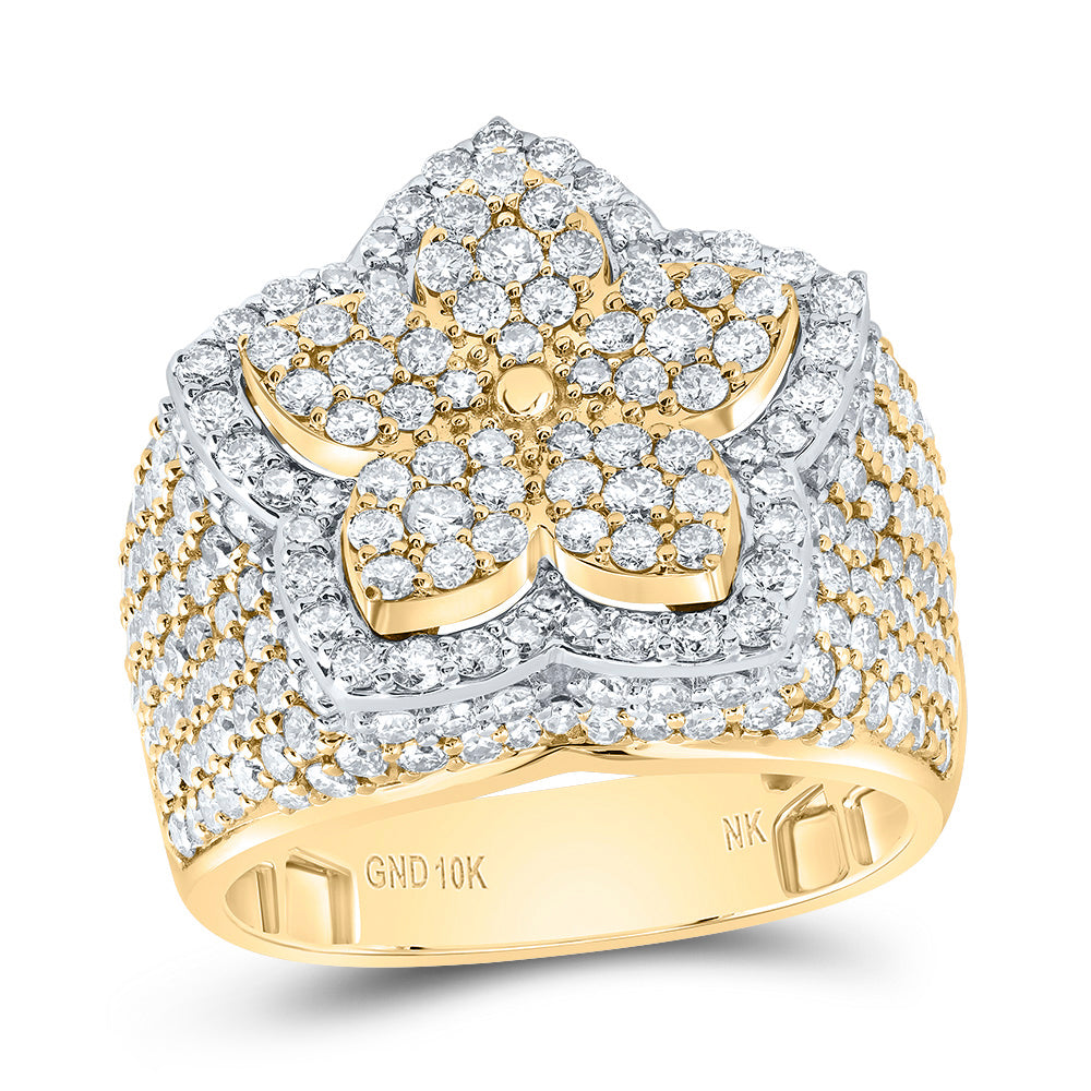 10kt Yellow Gold 3 Cttw Natural Diamond Fashion Wedding Engagement Anniversary Flower Ring, Women Size: 5-9