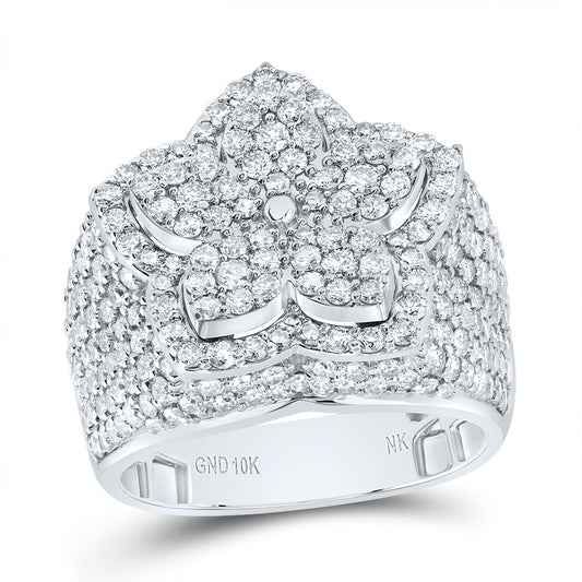 10K White Gold 3 Ctw Natural Diamond Flower Ring, Womens Size: 5-9