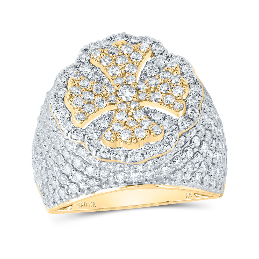 10kt Yellow Gold 3 Cttw Natural Diamond Fashion Wedding Engagement Anniversary Cross Ring, Women Size: 5-9