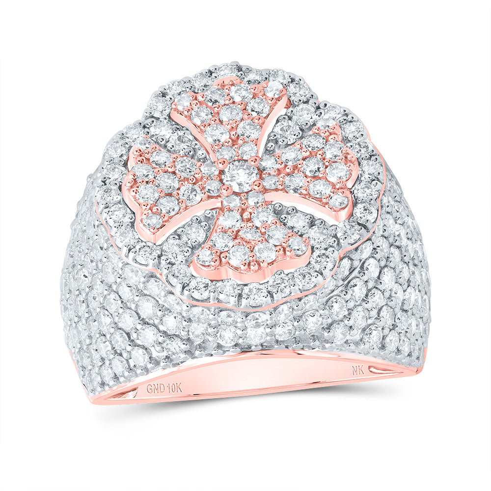 10kt Rose Gold 3 Cttw Natural Diamond Fashion Wedding Engagement Anniversary Cross Ring, Women Size: 5-9