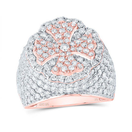 10kt Rose Gold 3 Cttw Natural Diamond Fashion Wedding Engagement Anniversary Cross Ring, Women Size: 5-9