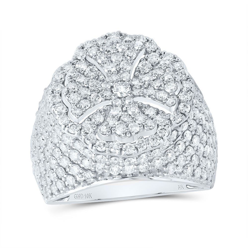 10kt White Gold 3 Cttw Natural Diamond Fashion Wedding Engagement Anniversary Cross Ring, Women Size: 5-9