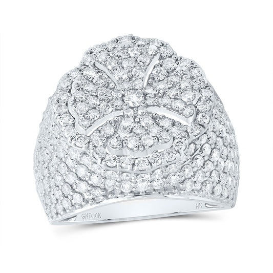 10kt White Gold 3 Cttw Natural Diamond Fashion Wedding Engagement Anniversary Cross Ring, Women Size: 5-9