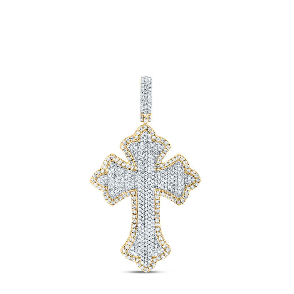 10k Yellow White Gold 1 Cttw Diamond Cross Mens Charm