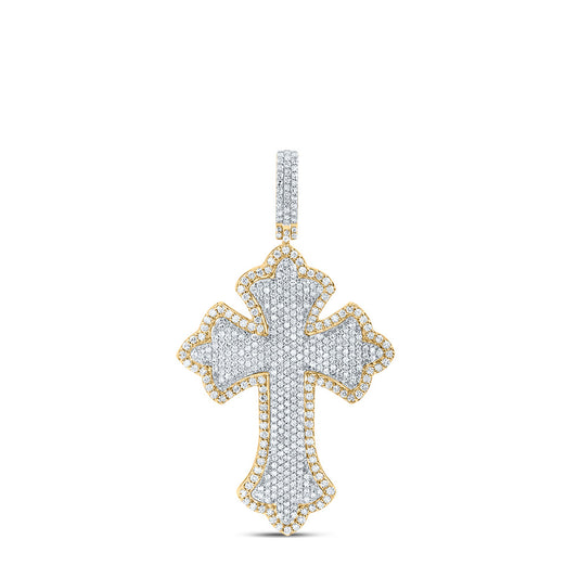 10k Yellow White Gold 1 Cttw Diamond Cross Mens Charm