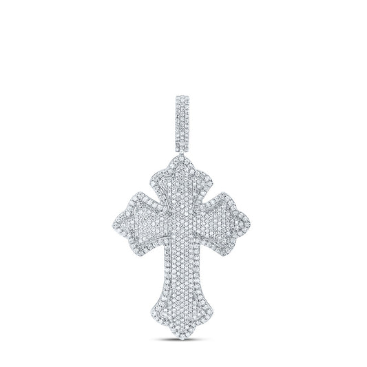 10kt White Gold 1 Cttw Diamond Cross Mens Charm