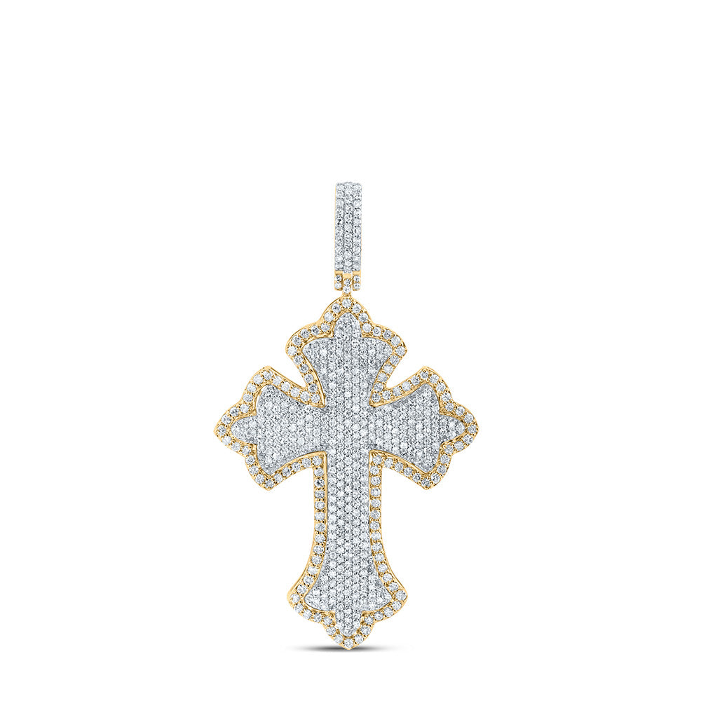 10k Yellow White Gold 2 Cttw Diamond Cross Mens Charm