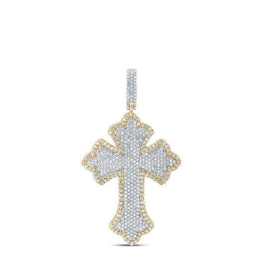 10k Yellow White Gold 2 Cttw Diamond Cross Mens Charm