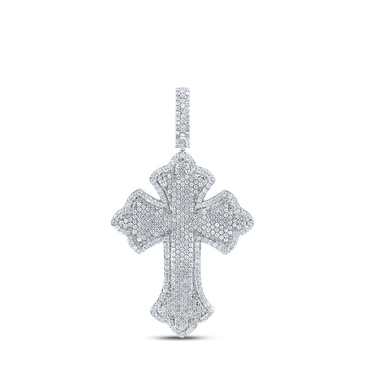10kt White Gold 2 Cttw Diamond Cross Mens Charm