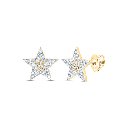 10K Yellow Gold 1/3 Ctw Diamond Star Mens Earring
