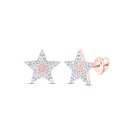 10kt Rose Gold 1/3 Cttw Diamond Star Mens Stud Earring