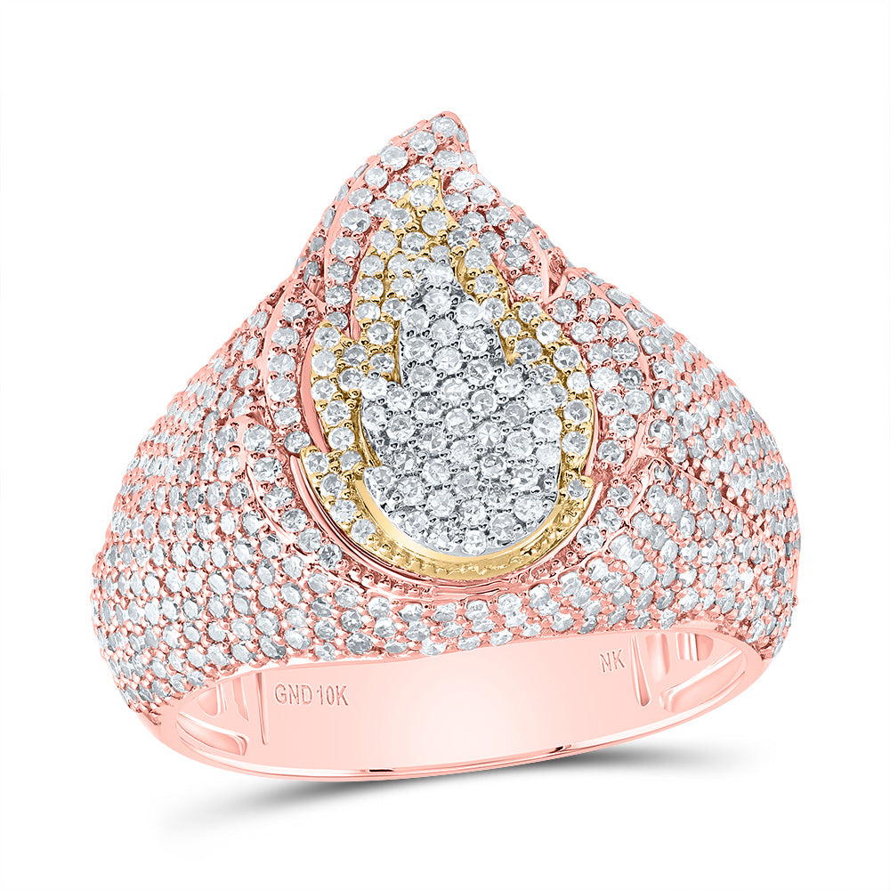 10kt Tri-tone Gold 1 7/8 Cttw Diamond Mens Ring, Men Size: 8-12