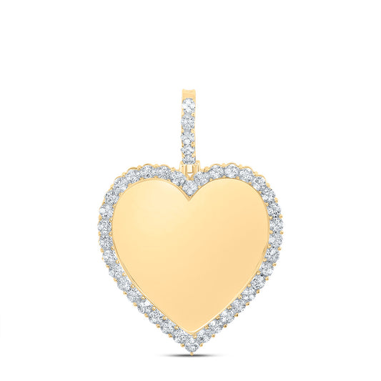 10kt Yellow Gold 1/2 Cttw Natural Diamond Fanuk Memory Heart Mens Charm