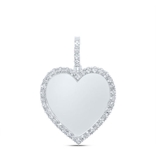 10kt White Gold 1/2 Cttw Natural Diamond Fanuk Memory Heart Mens Charm