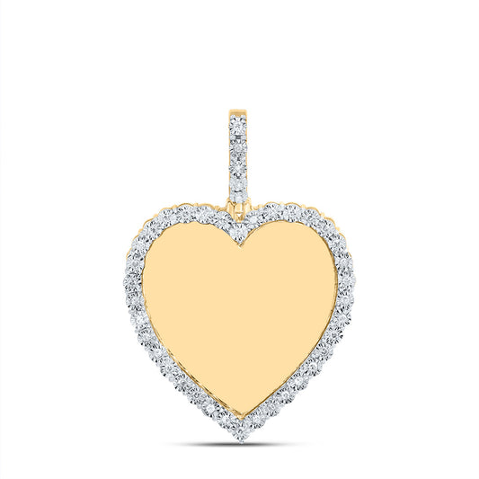 10kt Yellow Gold 1/5 Cttw Natural Diamond Fanuk Memory Heart Mens Charm