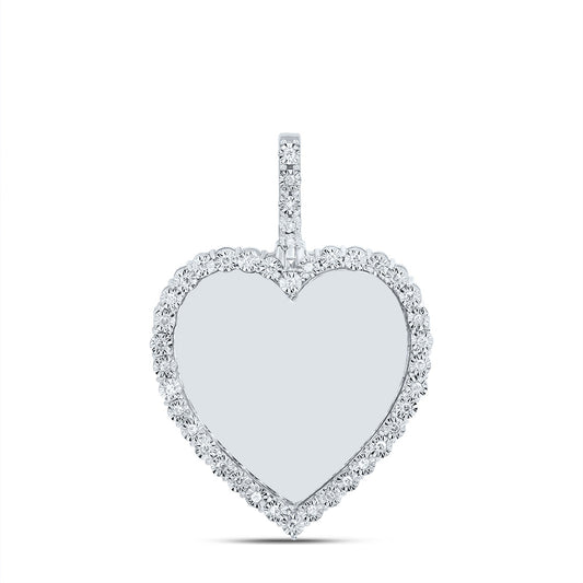 10kt White Gold 1/5 Cttw Natural Diamond Fanuk Memory Heart Mens Charm