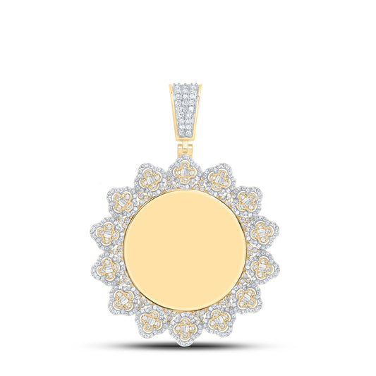 10kt Yellow Gold 1 1/2 Cttw Diamond Memory Round Clover Mens Charm