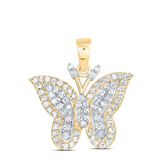 10kt Yellow Gold 1/2 Cttw Natural Diamond Fashion Butterfly Pendant