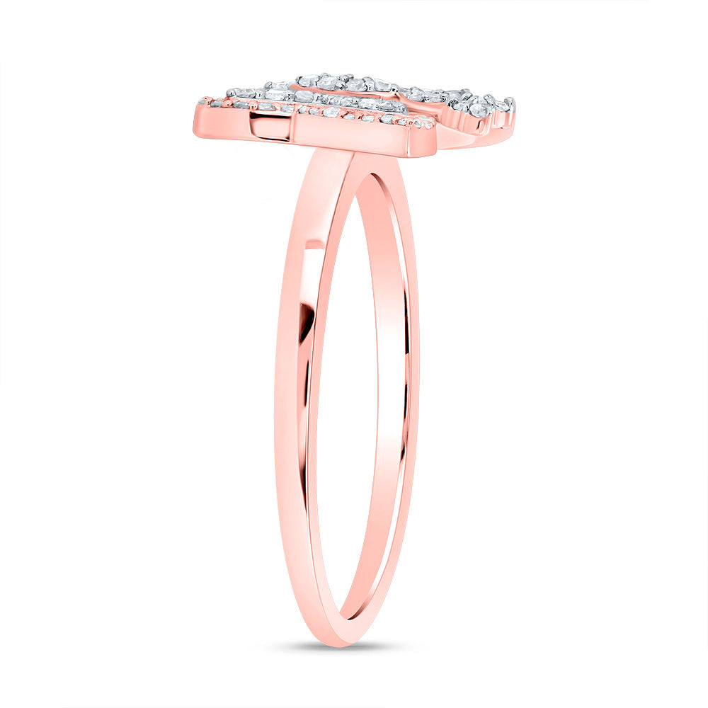 10kt Rose Gold 1/4 Cttw Natural Diamond Fashion Wedding Engagement Anniversary Butterfly Ring, Women Size: 5-9