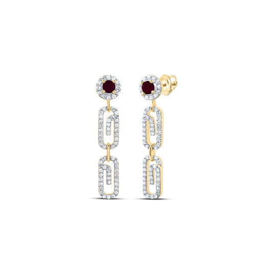 10kt Yellow Or White Gold Natural Diamond 3mm Round Natural Gem Paper Clip Dangling Earring