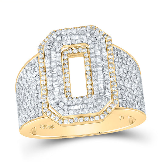 10k Yellow White Gold Diamond Number Men's Ring