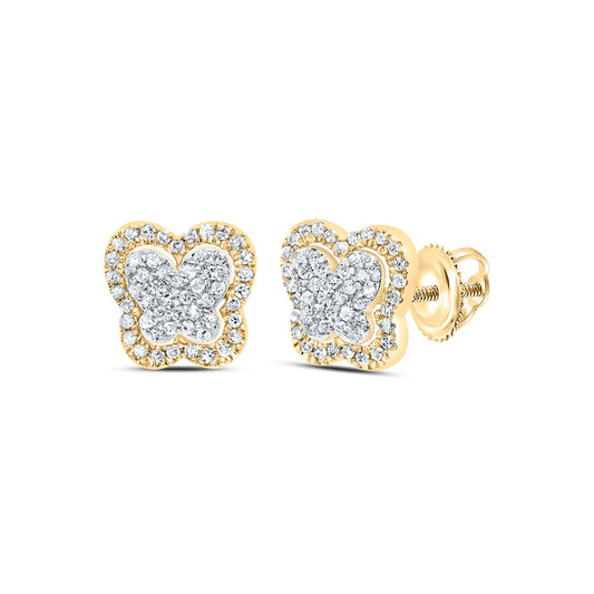 10kt Yellow Gold 1/4 Cttw Diamond Butterfly Stud Earring