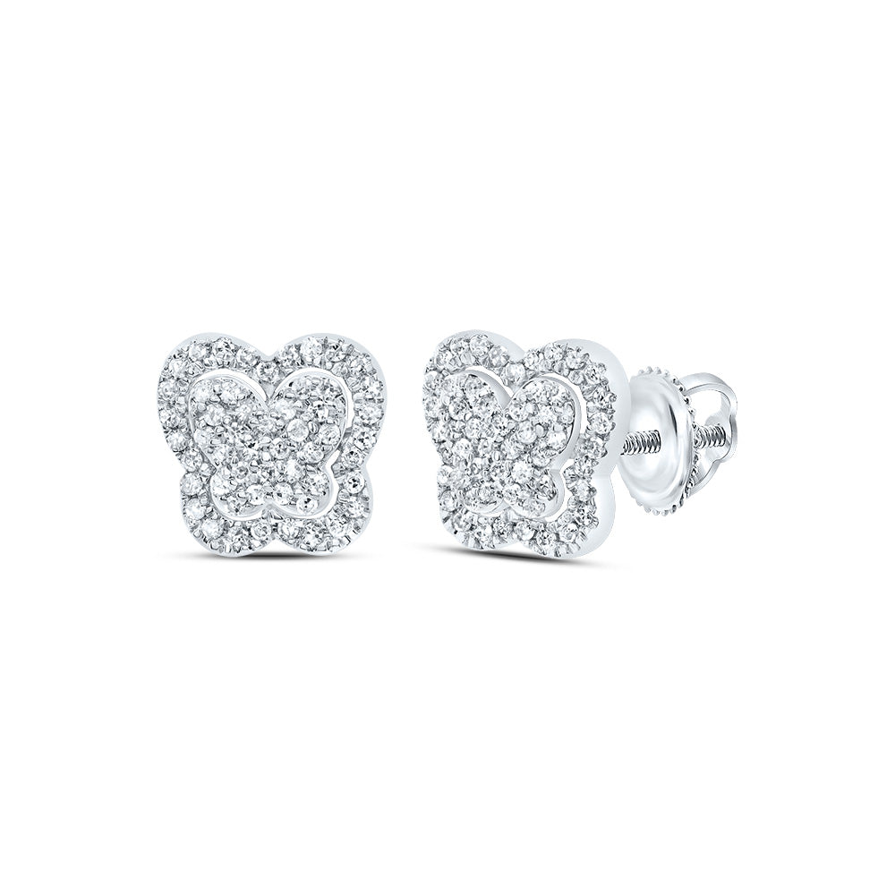 10kt White Gold 1/4 Cttw Diamond Butterfly Stud Earring