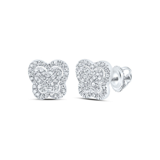 10kt White Gold 1/4 Cttw Diamond Butterfly Stud Earring