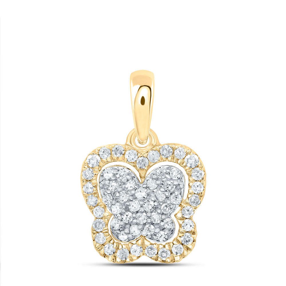 10kt Yellow Gold 1/5 Cttw Diamond Butterfly Pendant