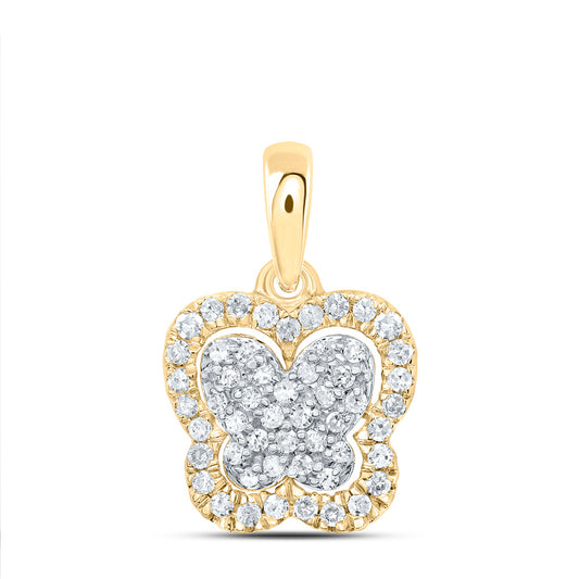 10kt Yellow Gold 1/5 Cttw Diamond Butterfly Pendant
