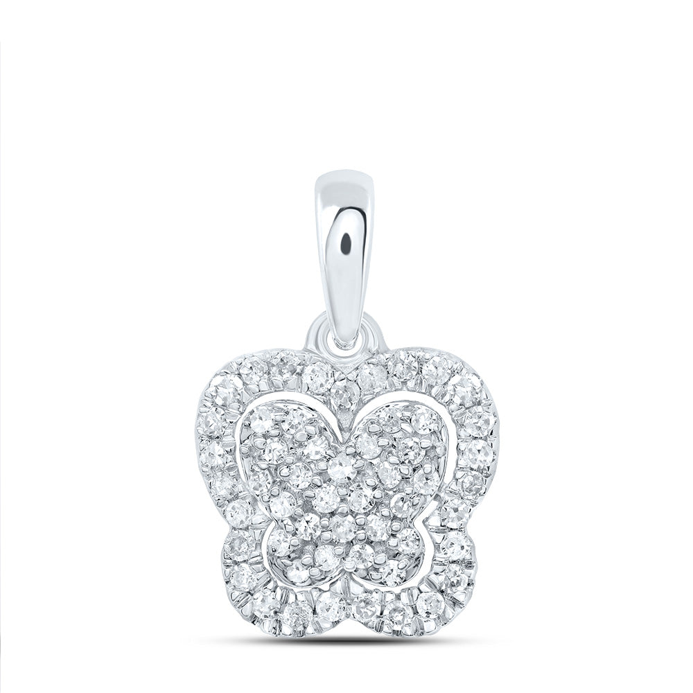 10kt White Gold 1/5 Cttw Diamond Butterfly Pendant